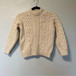 Cardery  Ireland Irish fisherman 100% pure new wool cable knit Aran sweater
